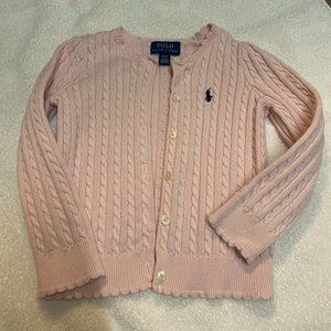 Pink Polo Ralph Lauren Cable Knit Toddler Cardigan